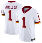 Cheap Men's Washington Commanders #1 Deebo Samuel Sr. White 2025 F.U.S.E. Throwback Vapor Limited Football Stitched Jersey