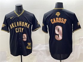 Cheap Men\'s Oklahoma City Thunder #9 Alex Caruso Black Gold 2025 Finals Vapor Stitched Baseball Jersey