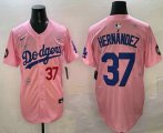 Cheap Men's Los Angeles Dodgers #37 Teoscar Hernandez Pink 2025 Tokyo Series Limited Jersey