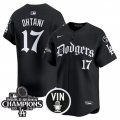 Men's Los Angeles Dodgers #17 Shohei Ohtani Black Mexico 2025 LA Gothic Style With Vin And 2024 World Series Champions Patch Vapor Premier Limited Stitched Baseball Jersey Cheap