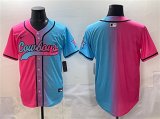 Men's Dallas Cowboys Blank Pink Blue Limited Stitched Baseball Jersey Cheap Wholesale