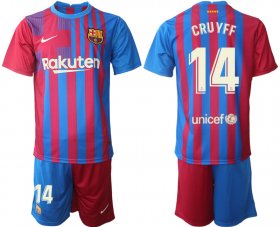 Wholesale Cheap Men 2021-2022 Club Barcelona home red 14 Nike Soccer Jerseys