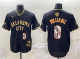 Cheap Men's Oklahoma City Thunder #8 Jalen Williams Black Gold 2025 Finals Vapor Stitched Baseball Jersey