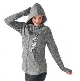Wholesale Cheap Women\'s NFL Las Vegas Raiders G-III 4Her by Carl Banks Recovery Full-Zip Hoodie Heathered Gray