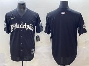 Men's Philadelphia Phillies Blank Black GOTHIC Vapor Limited Stitched Jersey Cheap