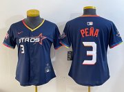 Cheap Women's Houston Astros #3 Jeremy Pena Navy 2025 City Connect With Texas Patch Limited Stitched Baseball Jersey(Run Small)