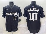 Men's Philadelphia Phillies #10 J.T. Realmuto Black Gothic Vapor Limited Stitched Jersey Cheap