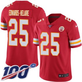 Wholesale Cheap Nike Chiefs #25 Clyde Edwards-Helaire Red Team Color Men\'s Stitched NFL 100th Season Vapor Untouchable Limited Jersey