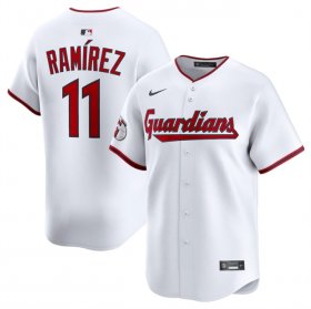 Cheap Men\'s Cleveland Guardians #11 Jose Ramirez White Home Limited Stitched Baseball Jersey