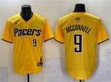 Cheap Men's Indiana Pacers #9 T.J. McConnell Yellow 2025 Finals Vapor Stitched Baseball Jersey
