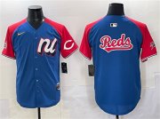 Men's National League Cincinnati Reds Team Big Logo Blue Red Alternate 2025 All-Star Edition Limited Stitched Baseball Jersey Cheap Wholesale