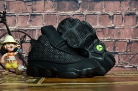 Wholesale Cheap Kids\' Air Jordan 13 Retro Shoes Black Cat
