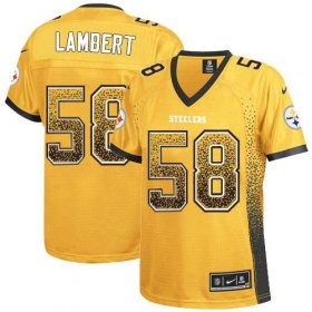 Wholesale Cheap Nike Steelers #58 Jack Lambert Gold Women\'s Stitched NFL Elite Drift Fashion Jersey