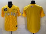 Cheap Men's LSU Tigers Blank Gold 2025 World Series & SEC Patch Stitched Baseball Jersey