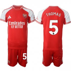 Men\'s Arsenal F.C #5 Thomas Red 2025 Home Soccer Jersey Suit Cheap