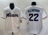 Cheap Men's Miami Marlins #22 Sandy Alcantara White Cool Base Stitched Jersey