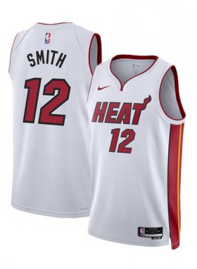 Men\'s Miami Heat #12 Dru Smith White 2024 Association Edition Stitched Basketball Jersey