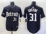 Cheap Men's Detroit Tigers #31 Riley Greene Black'Motor Gothic Edition' Vapor Premier Limited Stitched Baseball Jersey