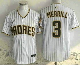 Men\'s San Diego Padres #3 Jackson Merrill White Pinstripe Limited Stitched Jersey Cheap