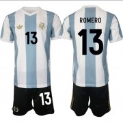 Men's Argentina #13 Cristian Romero White Blue 2024-25 50th Anniversary Home Soccer Jersey Suit Cheap