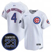 Men's Chicago Cubs #4 Pete Crow-Armstrong White Pinstripe 'Ryne Sandberg Tribute' Vapor Limited V2 Stitched Baseball Jersey Cheap Wholesale