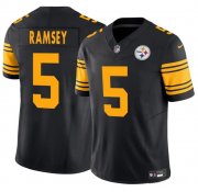 Cheap Youth Pittsburgh Steelers #5 Jalen Ramsey Black 2024 F.U.S.E. Color Rush Limited Football Stitched Jersey