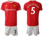 Wholesale Cheap Men 2021-2022 Club Manchester United home red 5 Adidas Soccer Jersey