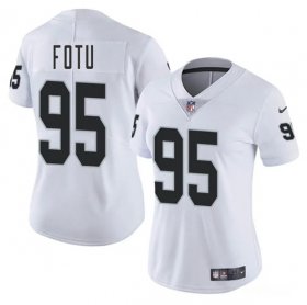 Women\'s Las Vegas Raiders #95 Leki Fotu White 2025 Vapor Football Stitched Jersey(Run Small) Cheap