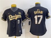 Cheap Women's Los Angeles Dodgers #17 Shohei Ohtani Black Gold 2024 World Series With Fernando Patch Vapor Limited Stitched Baseball Jersey(Run Small)