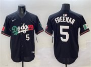 Cheap Men's Los Angeles Dodgers #5 Freddie Freeman Black Mexico Flag Limited Stitched Baseball Jersey