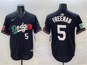 Cheap Men\'s Los Angeles Dodgers #5 Freddie Freeman Black Mexico Flag Limited Stitched Baseball Jersey