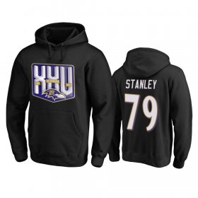 Wholesale Cheap Baltimore Ravens #79 Ronnie Stanley Men\'s Black Team 25th Season Pullover Hoodie