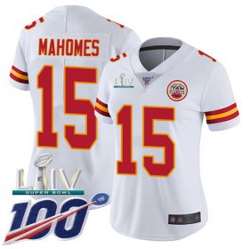 Wholesale Cheap Nike Chiefs #15 Patrick Mahomes White Super Bowl LIV 2020 Women\'s Stitched NFL 100th Season Vapor Untouchable Limited Jersey
