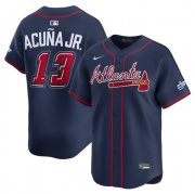 Cheap Men's Atlanta Braves #13 Ronald Acuna Jr. Navy 2025 Speedway Classic Alternate Limited Stitched Baseball Jersey