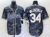 Wholesale Cheap Men's Los Angeles Dodgers #34 Toro Valenzuela Gray Camo Cool Base With Patch Stitched Baseball Jersey