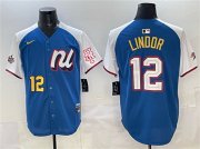 Men's National League #12 Francisco Lindor Blue Alternate 2025 All-Star Edition Limited Stitched Baseball Jersey Cheap Wholesale
