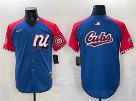 Men\'s National League Chicago Cubs Team Big Logo Blue Red Alternate 2025 All-Star Edition Limited Stitched Baseball Jersey Cheap Wholesale