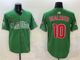 Men\'s Philadelphia Phillies #10 J.T. Realmuto Green Phanatic Limited Stitched Jersey Cheap