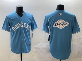 Men\'s Los Angeles Dodgers Team Big Logo Light Blue Limited Stitched Baseball Jersey Cheap