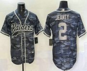 Cheap Men's Las Vegas Raiders #2 Ashton Jeanty Grey Camo With Patch Cool Base Stitched Baseball Jersey