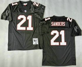Men\'s Atlanta Falcons #21 Deion Sanders Black 1992 Throwback Jersey