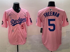 Men\'s Los Angeles Dodgers #5 Freddie Freeman Pink 2025 Tokyo Series Limited Stitched Baseball Jersey Cheap
