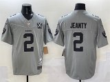 Cheap Men's Las Vegas Raiders #2 Ashton Jeanty Gray 2025 Draft F.U.S.E. With Nevada Silver Stat Patch And 65th Anniversary Patch Football Stitched Jersey