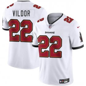 Cheap Men\'s Tampa Bay Buccaneers #22 Kindle Vildor White 2025 Vapor Limited Football Stitched Jersey