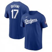 Cheap Men's Los Angeles Dodgers #17 Shohei Ohtani Royal 2025 Gold Collection Name & Number T-Shirt