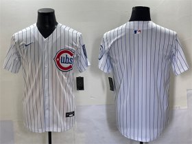 Cheap Men\'s Chicago Cubs Blank White Pinstripe 2nd Alternate Limited Stitched Baseball Jersey