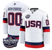 Cheap Men's USA Active Player Custom White 2025 4 Nations Face-Off Stitched Jersey