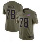 Wholesale Cheap Men's Buffalo Bills #78 Bruce Smith 2022 Olive Salute To Service Limited Stitched Jersey