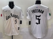 Cheap Men's Los Angeles Dodgers #5 Freddie Freeman White Mexico 2025 LA Gothic Style With Fernando Patch Vapor Premier Limited Stitched Baseball Jersey