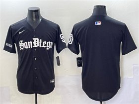 Men\'s San Diego Padres Blank Black Gothic Edition Vapor Limited Stitched Baseball Jersey